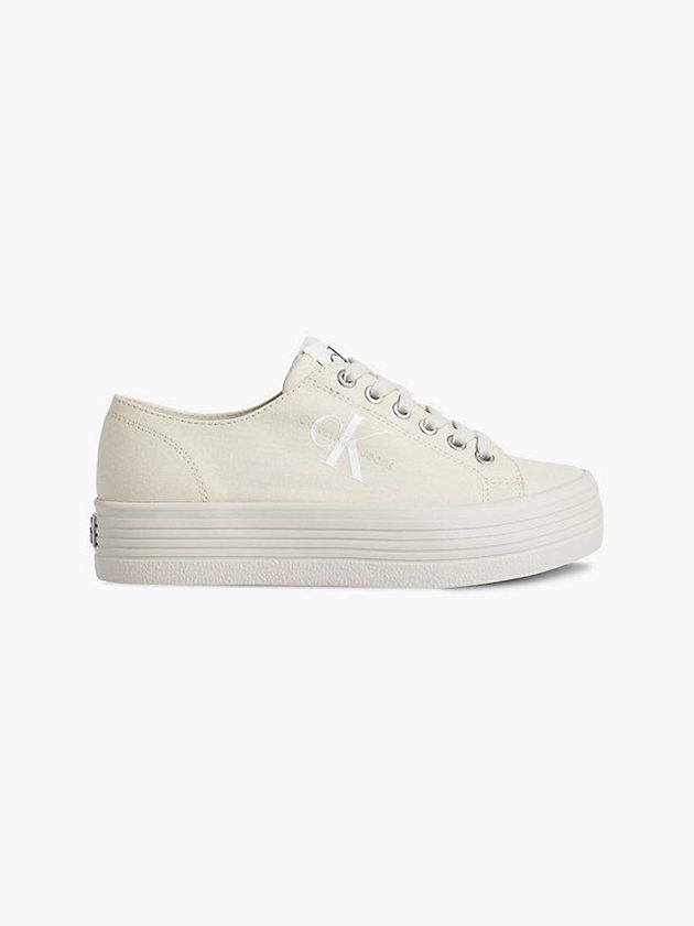 Calvin Klein USA Recycled Canvas Platform Womens Sneakers Beige 7156302-DK